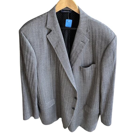 Brooks Brothers Custom Tailored Blazer Mens Gray Herringbone Size 57 Long Wool